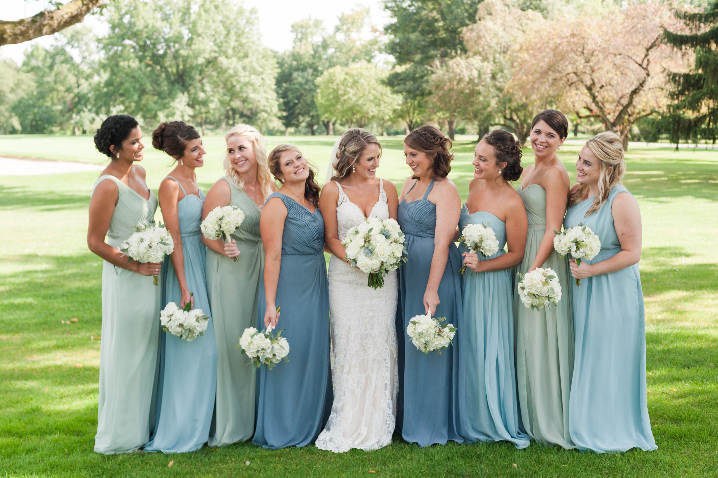 Teal and Green Bridesmaid Dresses