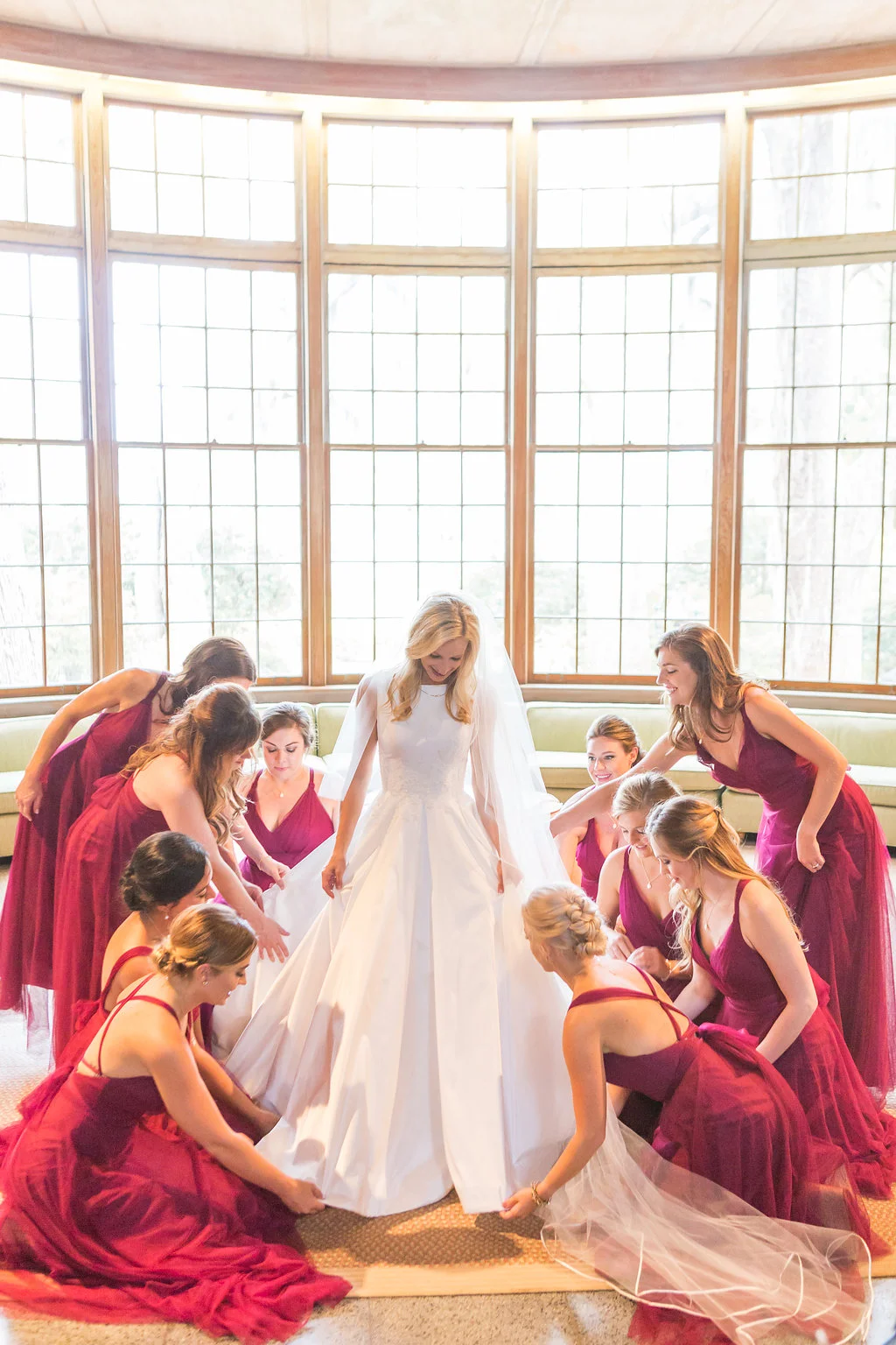 Dark Pink Bridesmaid Dresses - Musgrove Plantation Georgia Wedding Venue