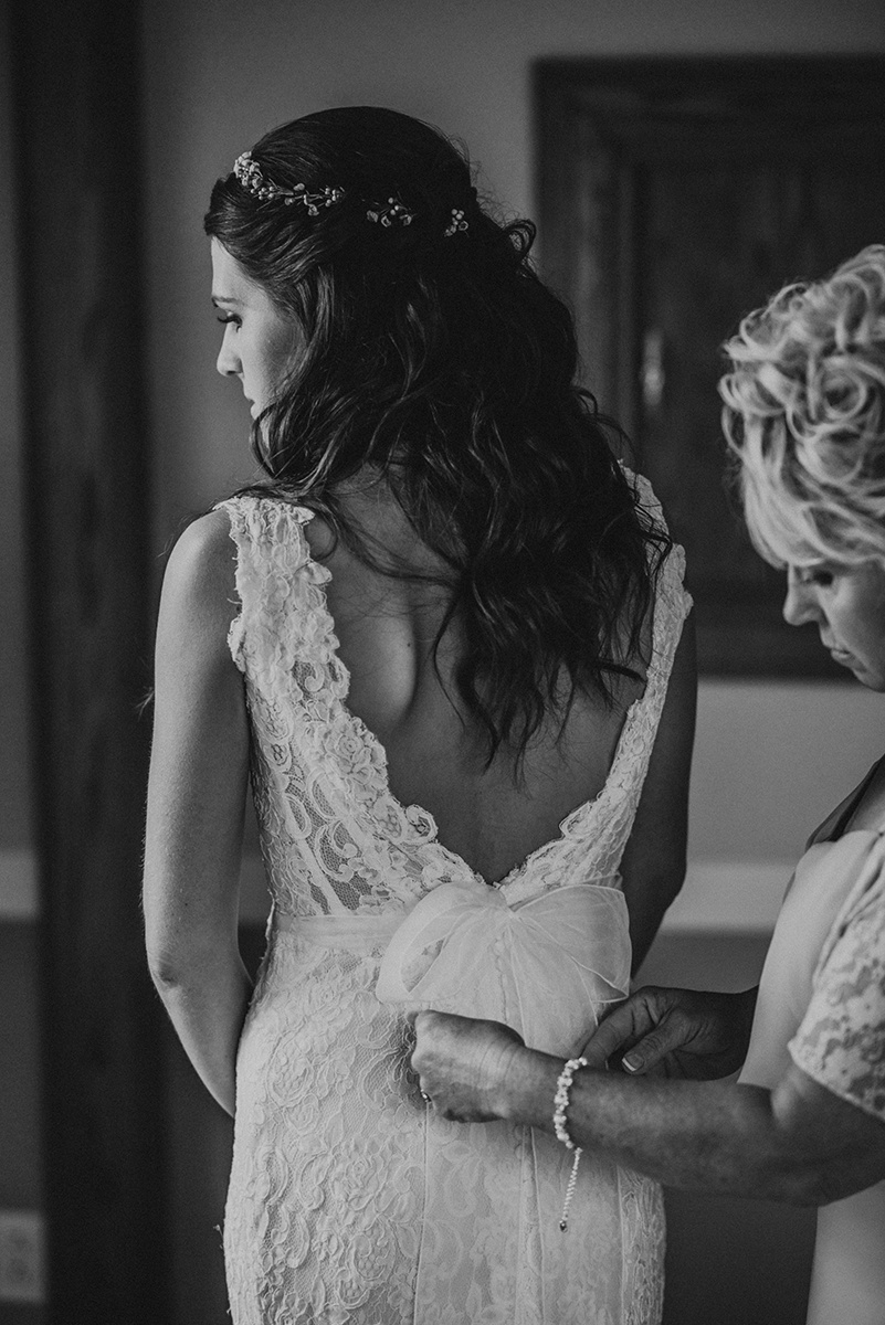 Lace Low Back Wedding Dress - Meadow Ridge Farm Ohio Wedding