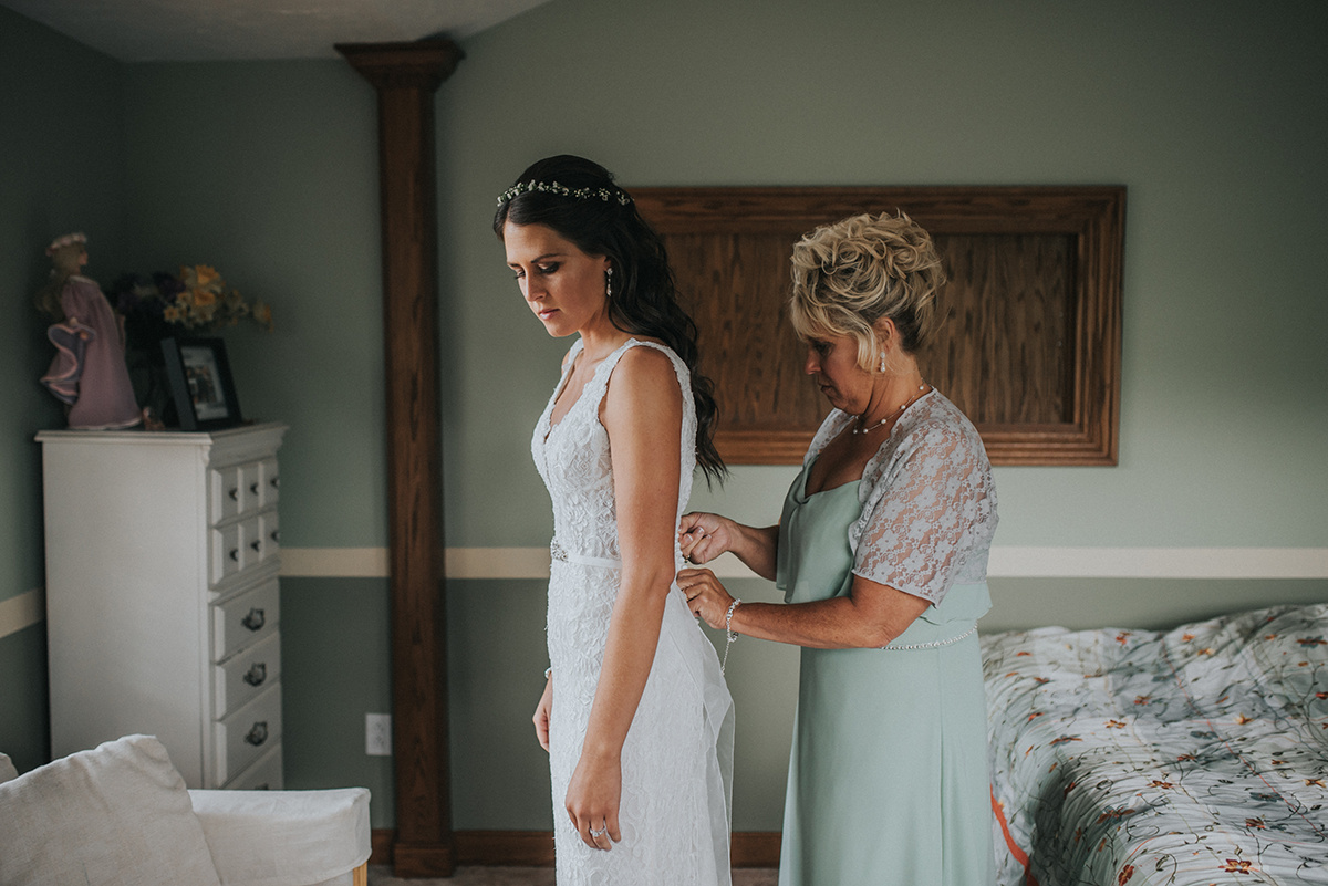 Lace Low Back Wedding Dress - Meadow Ridge Farm Ohio Wedding