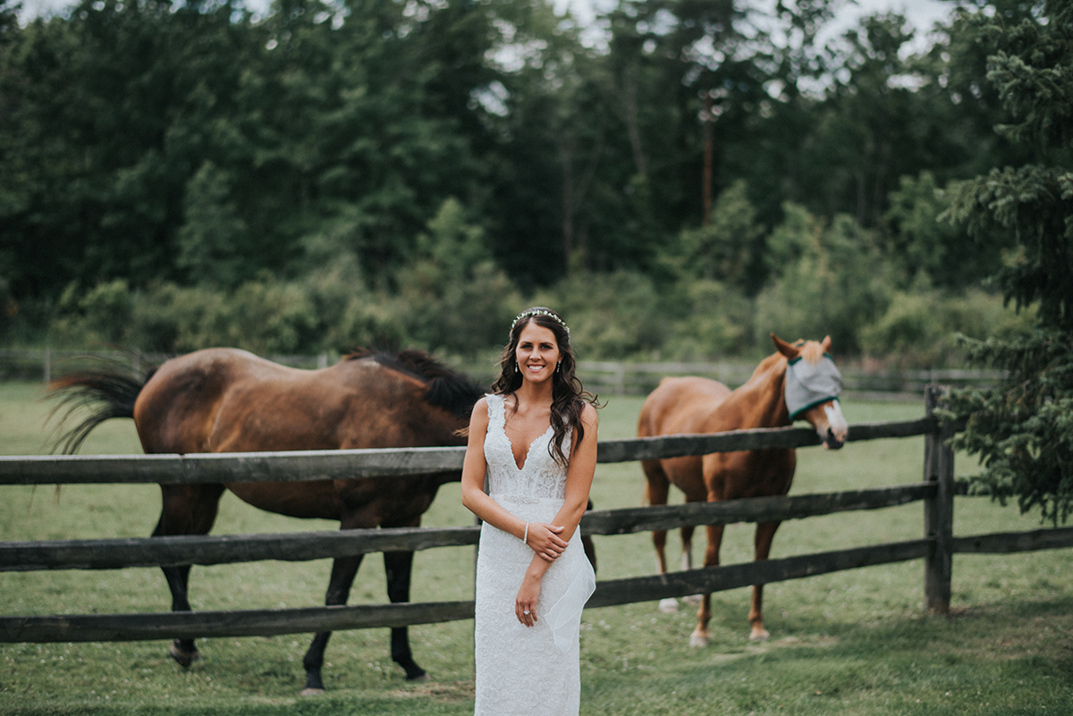 Lace Low Back Wedding Dress - Meadow Ridge Farm Ohio Wedding