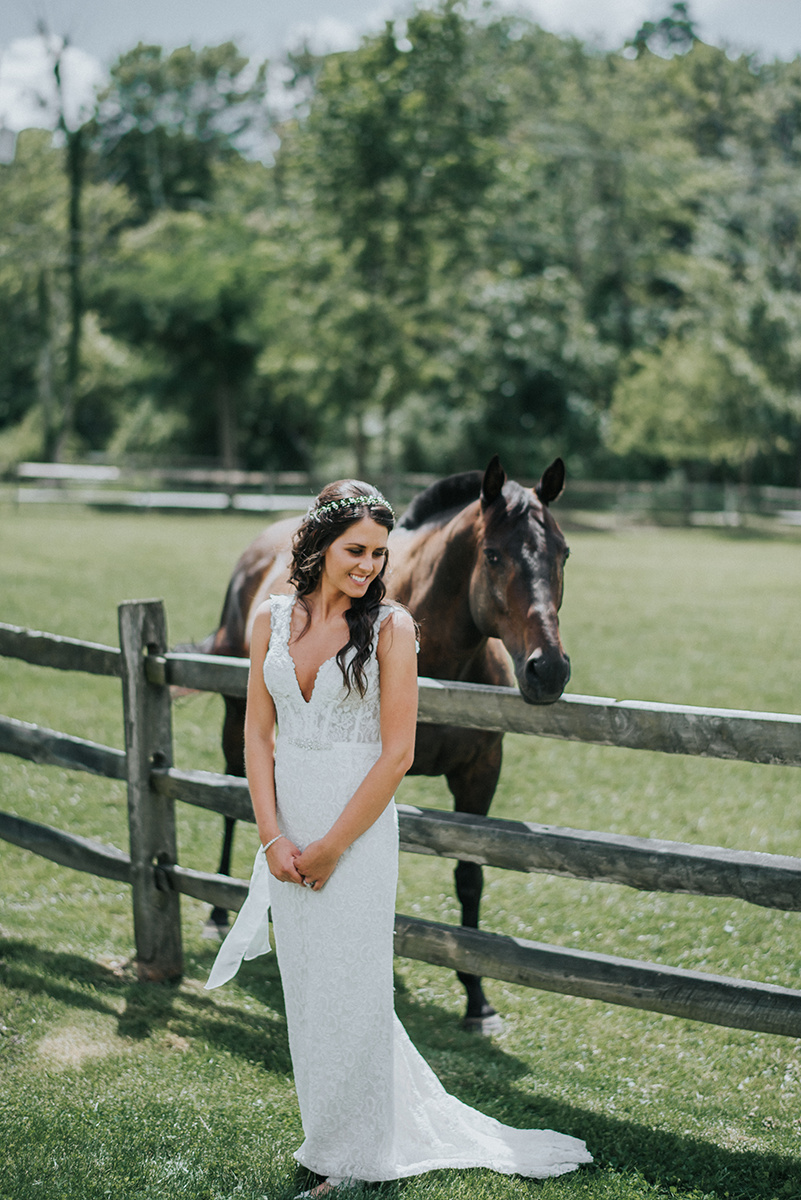 Lace Low Back Wedding Dress - Meadow Ridge Farm Ohio Wedding