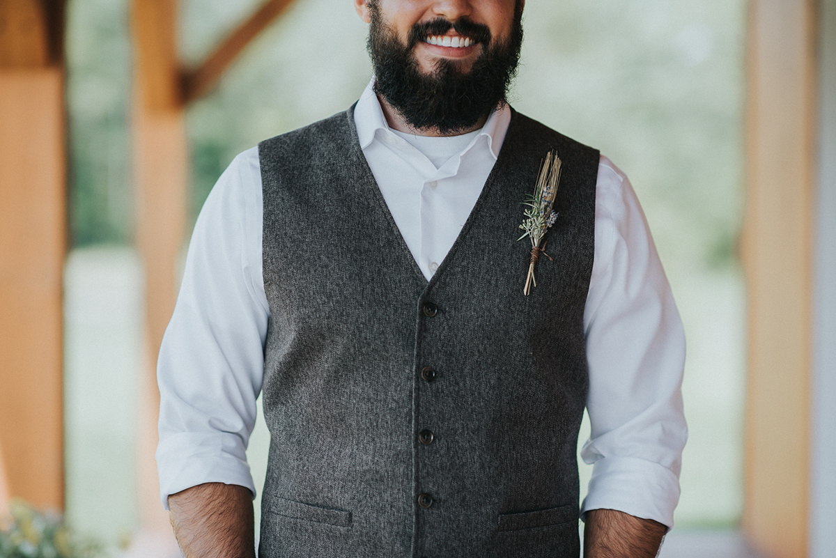 Lavender Groom Boutonniere - Meadow Ridge Farm Ohio Wedding