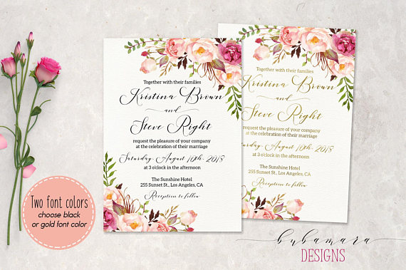 Summer Floral Wedding Invitations -- The Overwhelmed Bride Wedding Blog