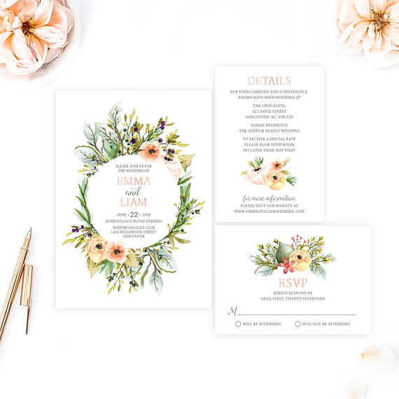 Summer Floral Wedding Invitations -- The Overwhelmed Bride Wedding Blog