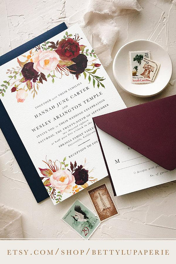 Summer Floral Wedding Invitations -- The Overwhelmed Bride Wedding Blog