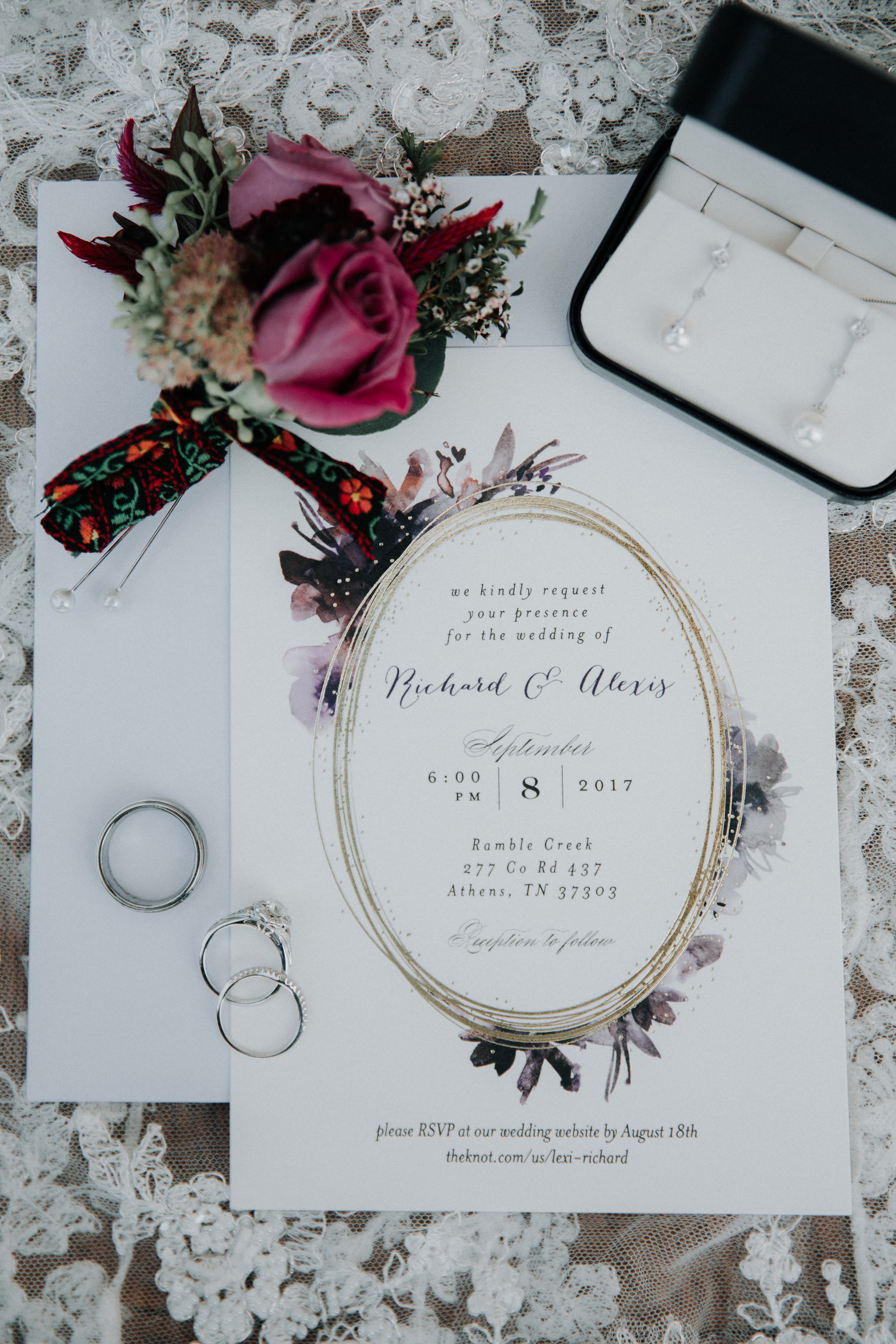 Simple Floral Wedding Invitations - Athens, Tennesee Barn Wedding -- The Overwhelmed Bride Wedding Blog
