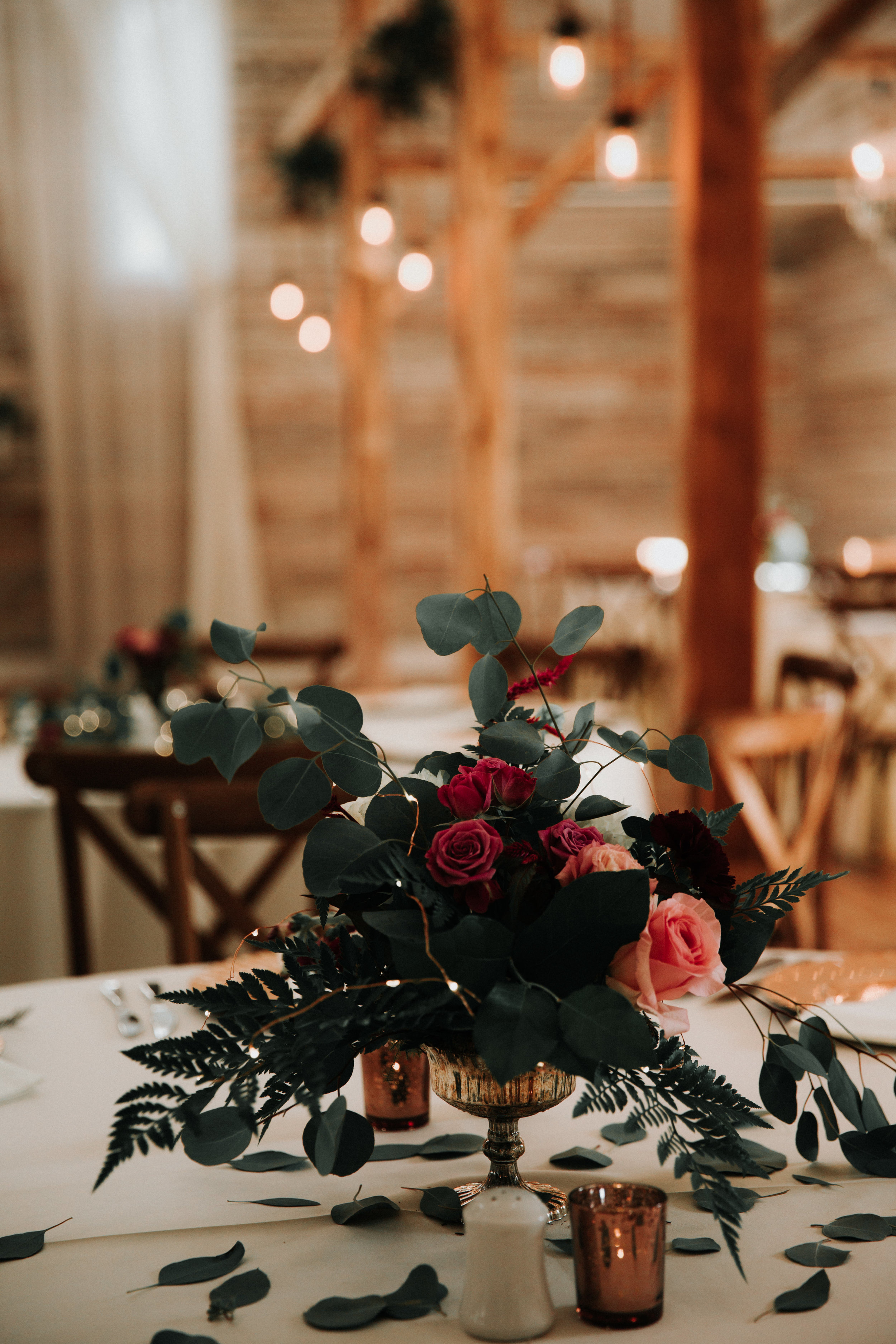 Gorgeous Floral Wedding Centerpieces - Athens, Tennessee Barn Wedding -- The Overwhelmed Bride Wedding Blog