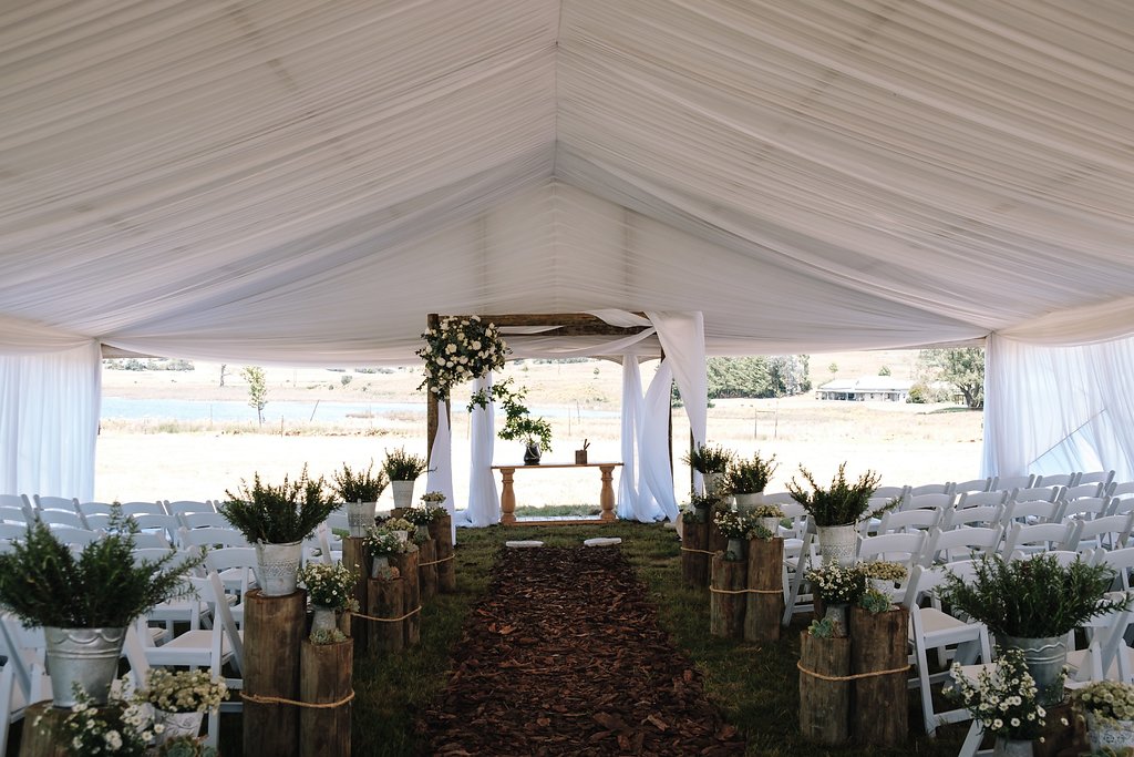 Rustic Ceremony Wedding Decor - Farm-Forest Wedding - The Overwhelmed Bride Wedding Blog