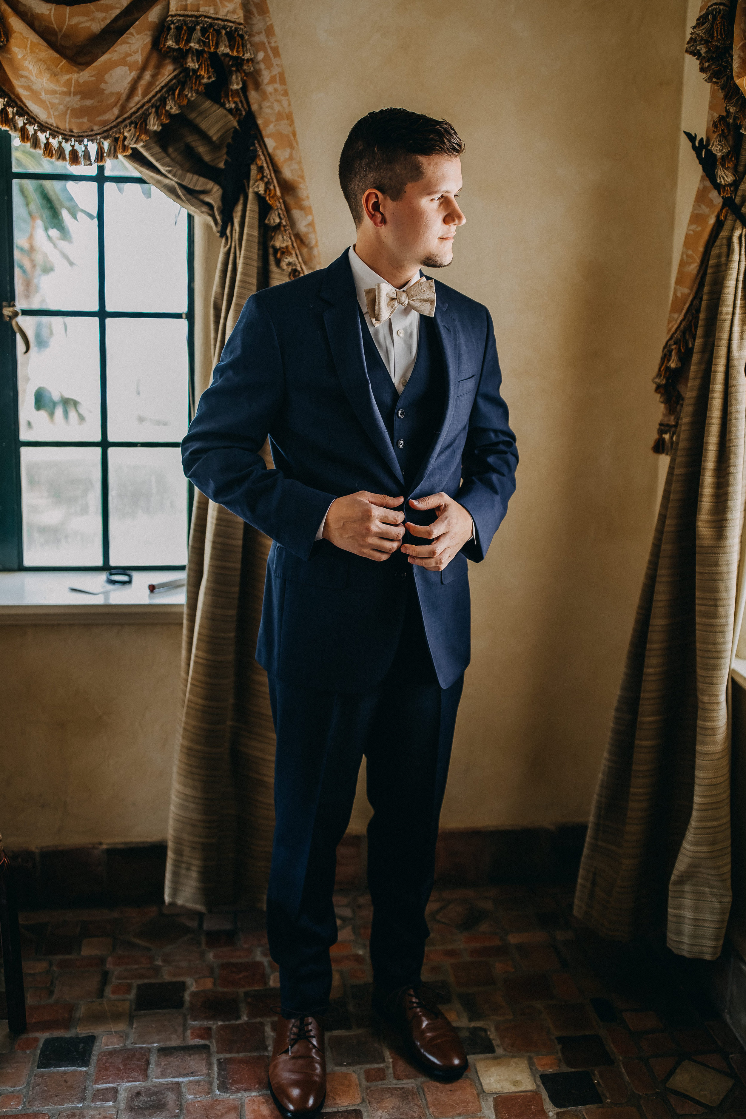 Navy Blue Groom Suit - Florida Estate Wedding - Powel Crowley Estate Wedding