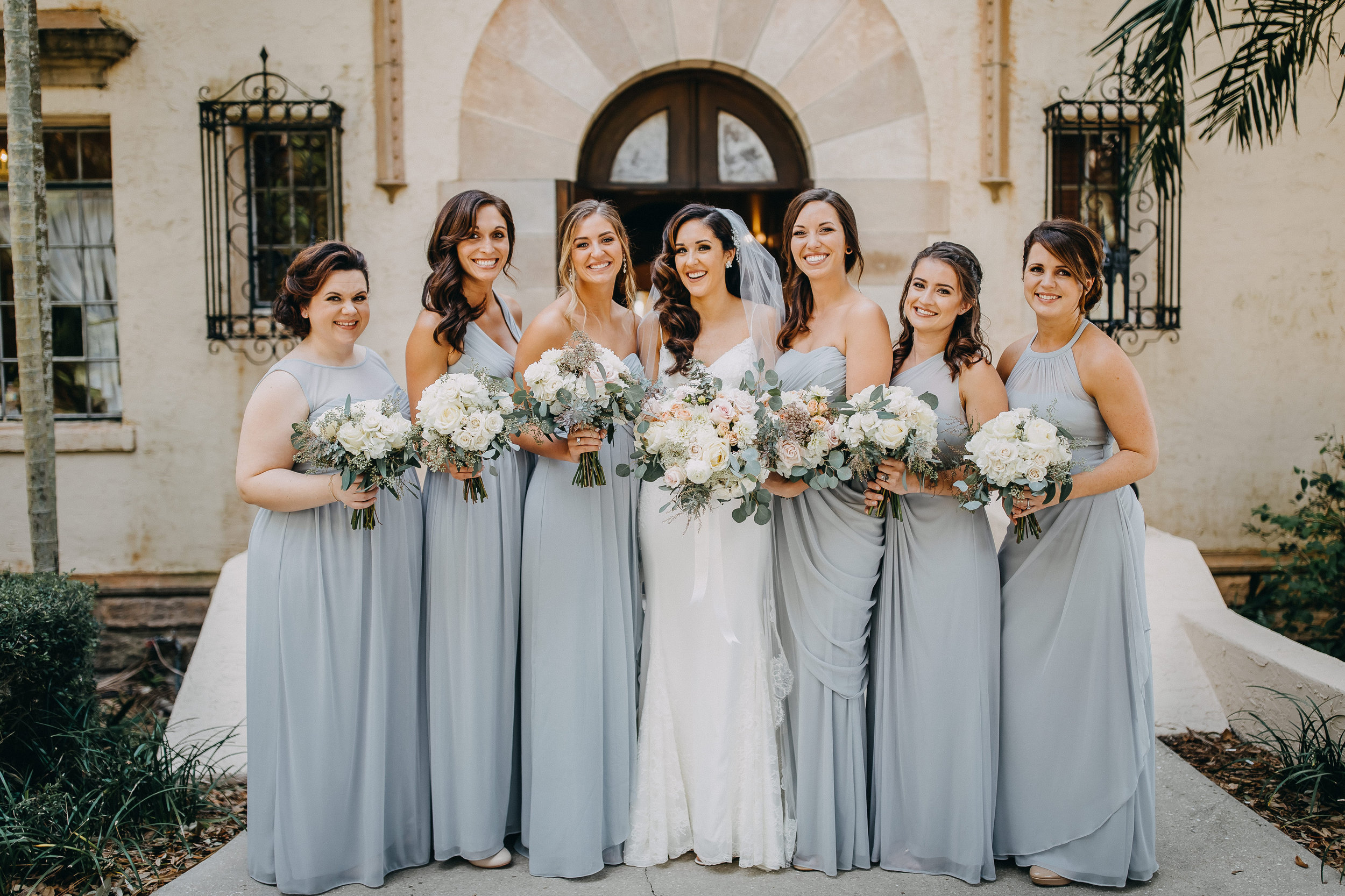 Greyish Blue Bridesmaid Dresses - Florida Estate Wedding - Powel Crowley Estate Wedding