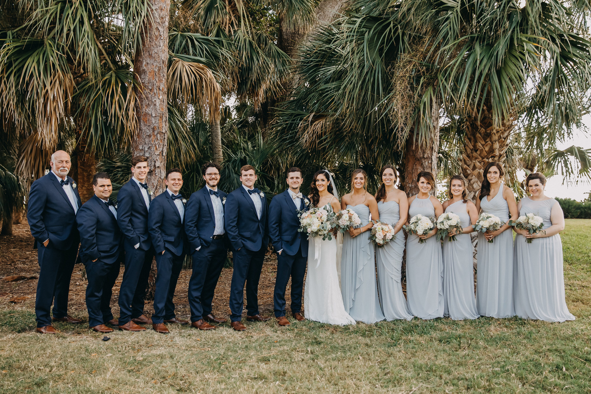 Grey Light Blue Bridesmaid Dresses - Florida Estate Wedding - Powel Crowley Estate Wedding