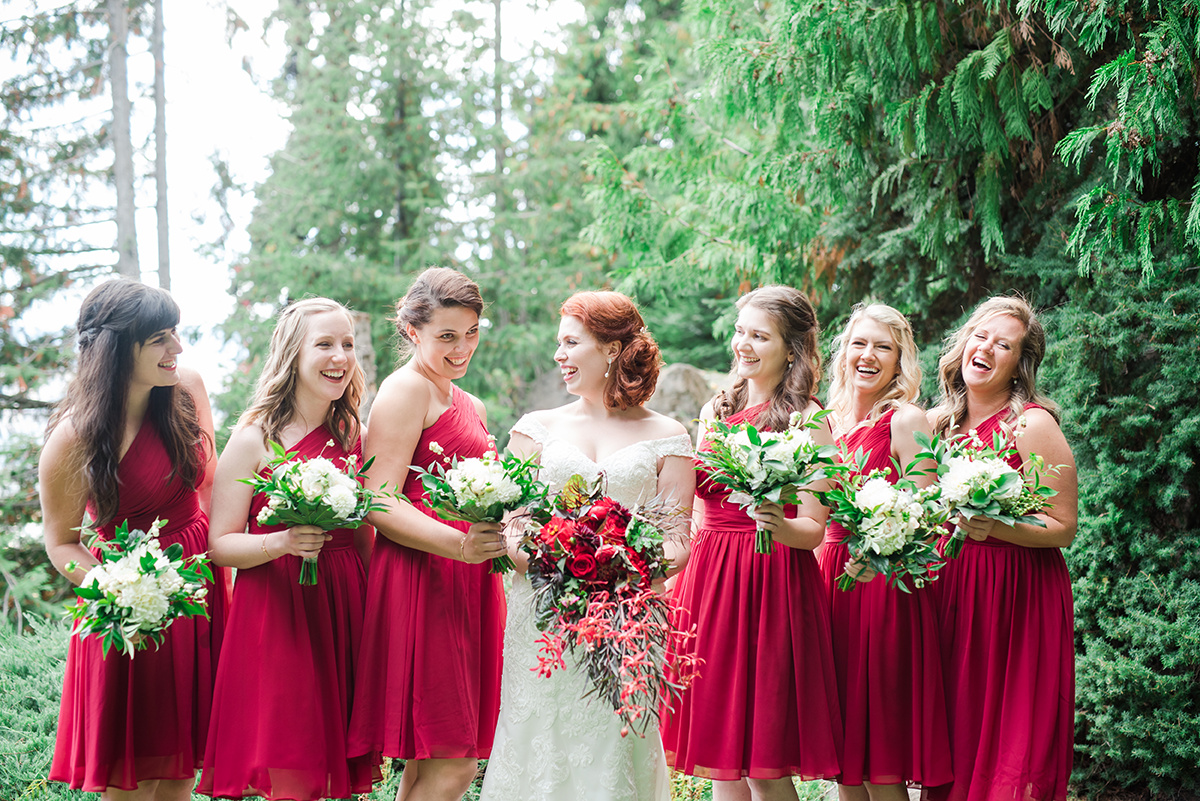 Red Bridesmaid Dresses - Classic Washington Garden Wedding - The Overwhelmed Bride Wedding Blog