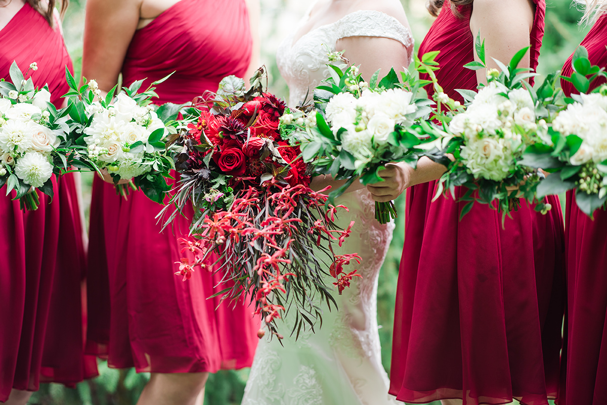 Red Bridesmaid Dresses - Classic Washington Garden Wedding - The Overwhelmed Bride Wedding Blog