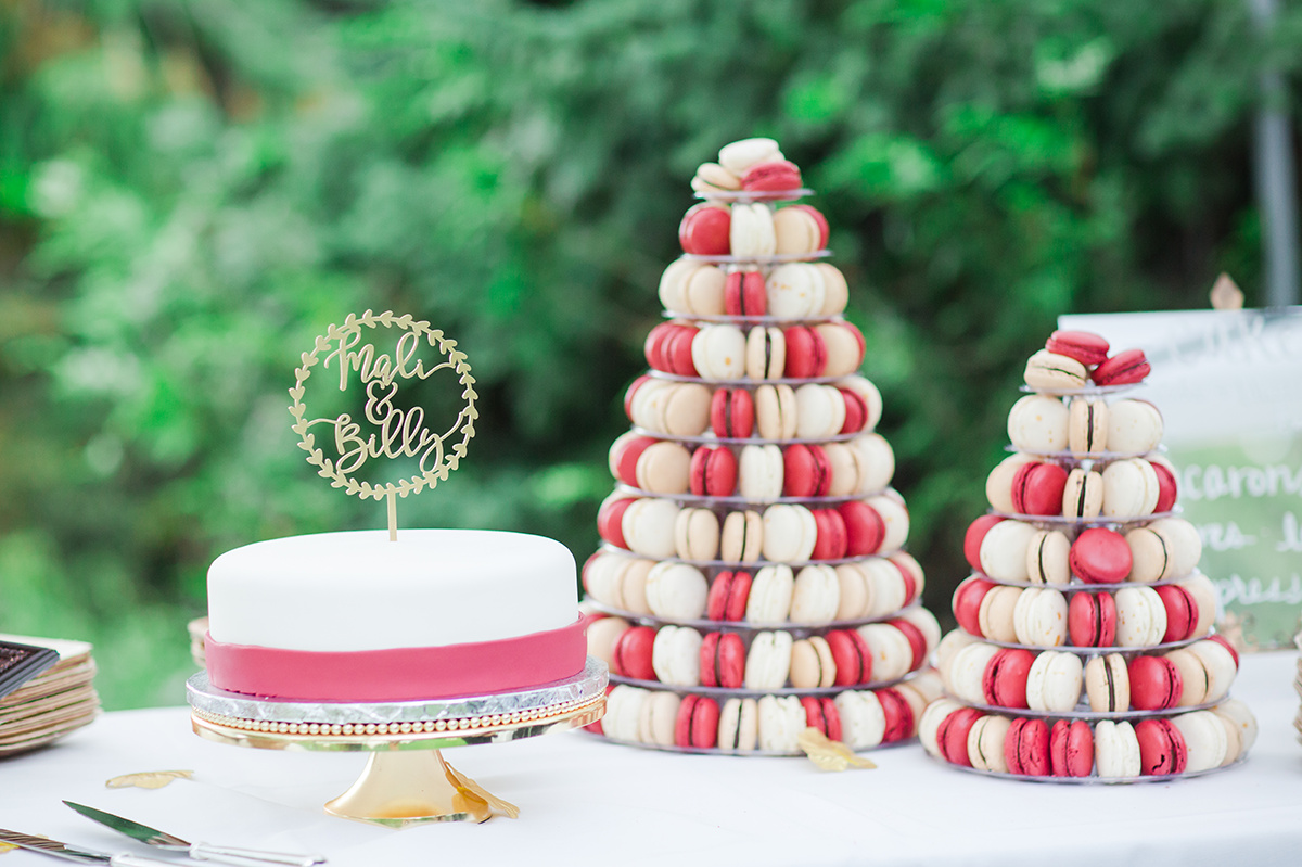 Macaron Wedding Cake - Classic Washington Garden Wedding - The Overwhelmed Bride Wedding Blog