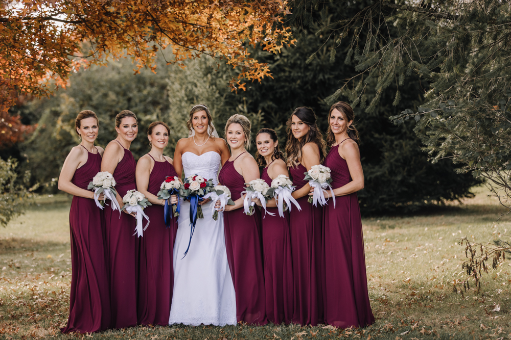 Maroon-Burgundy Bridesmaid Dresses - Wedding Inspiration - Pennsylvania Fall Wedding - The Overwhelmed Bride Wedding Blog