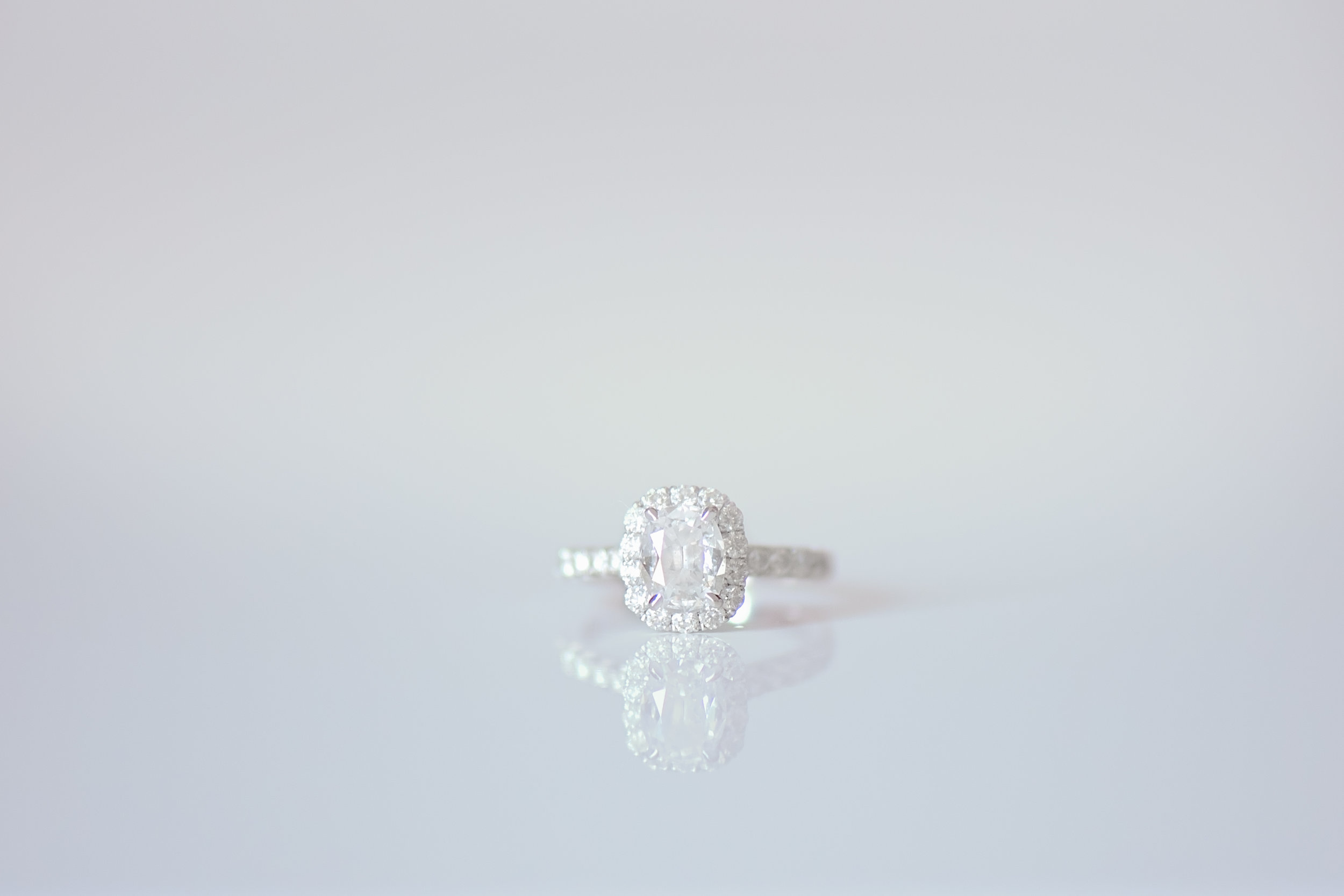 Halo Engagement Ring - Blush and White Wedding - Los Feliz Wedding