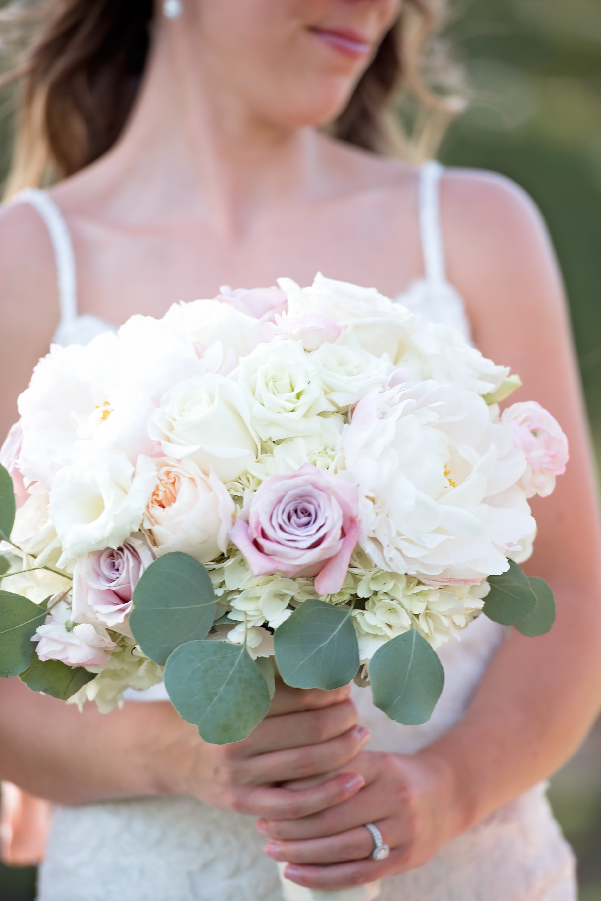 All White Wedding Bouquet - Blush and White Wedding - Los Feliz Wedding