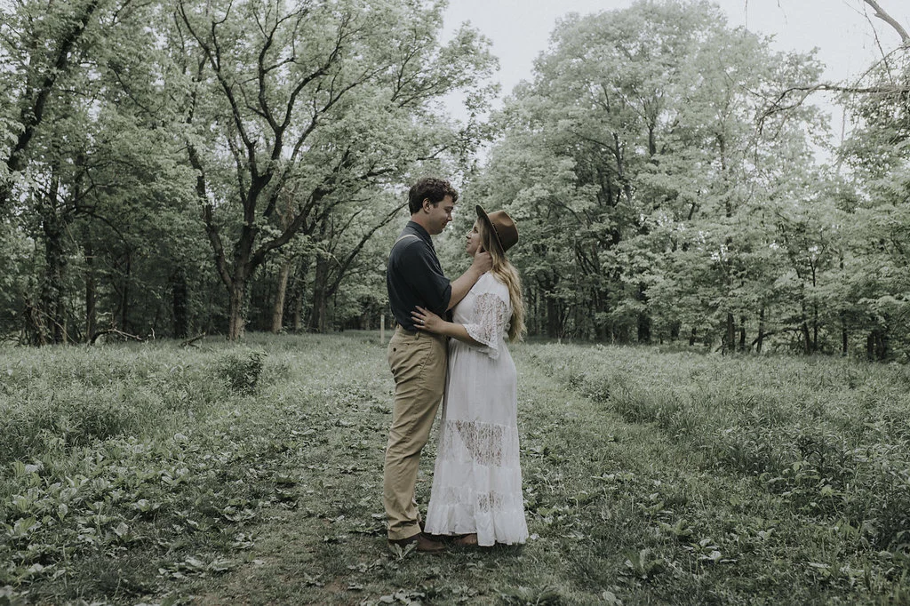 Boho Woodland Engagement Photos - The Overwhelmed Bride Wedding Blog