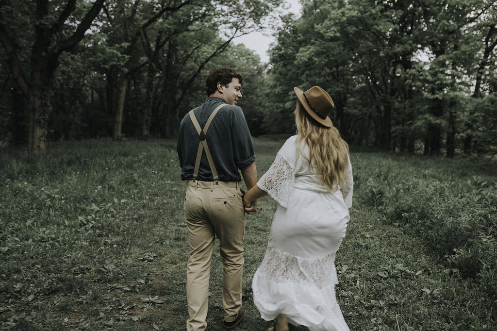 Boho Woodland Engagement Photos - The Overwhelmed Bride Wedding Blog