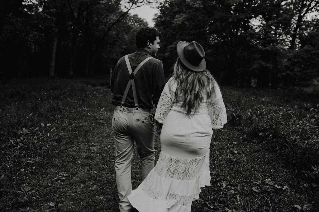 Boho Woodland Engagement Photos - The Overwhelmed Bride Wedding Blog