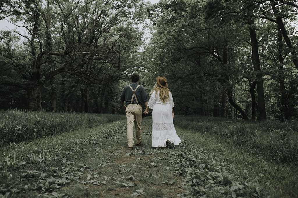 Boho Woodland Engagement Photos - The Overwhelmed Bride Wedding Blog