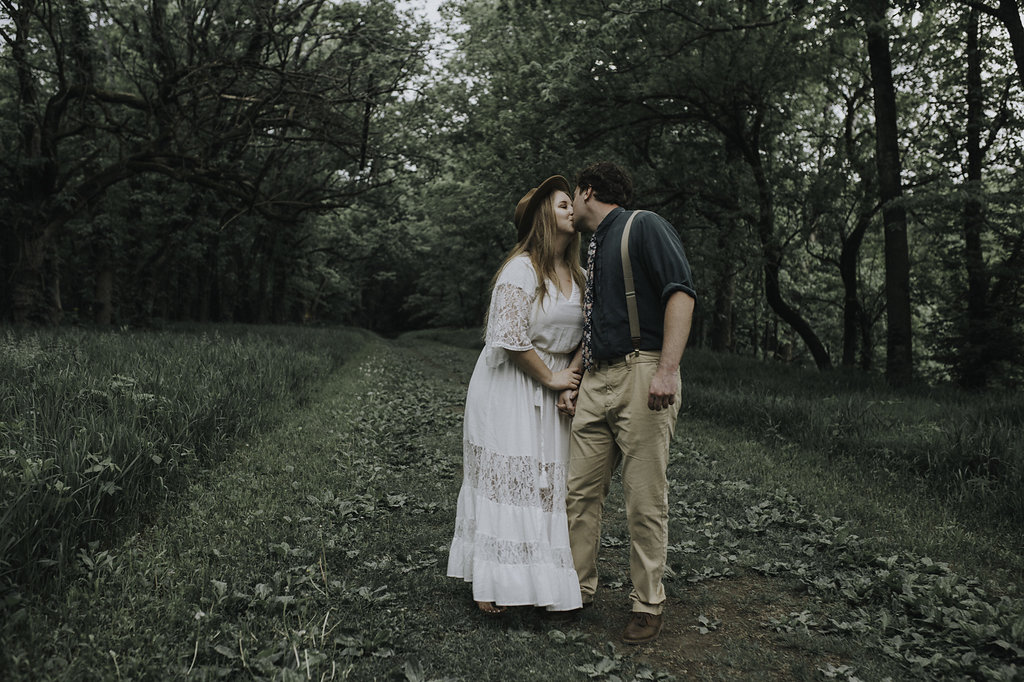 Boho Woodland Engagement Photos - The Overwhelmed Bride Wedding Blog