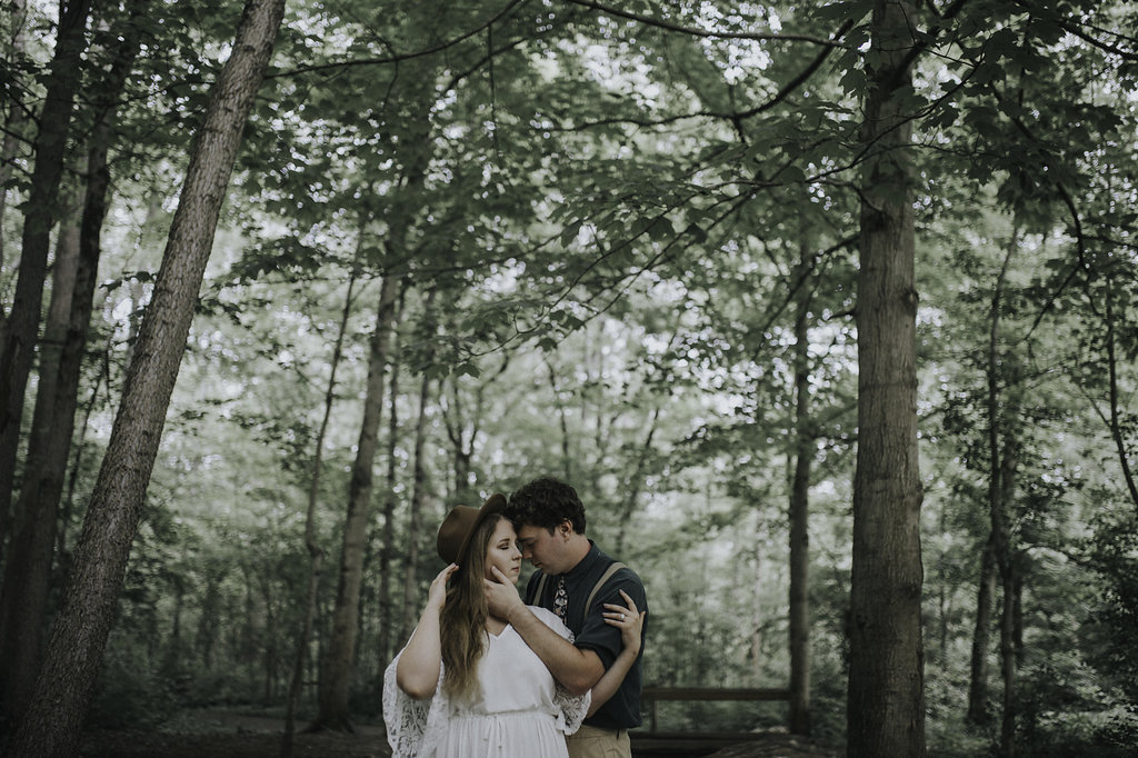 Boho Woodland Engagement Photos - The Overwhelmed Bride Wedding Blog