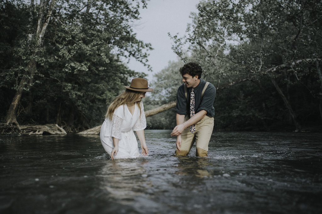 Boho Woodland Engagement Photos - The Overwhelmed Bride Wedding Blog