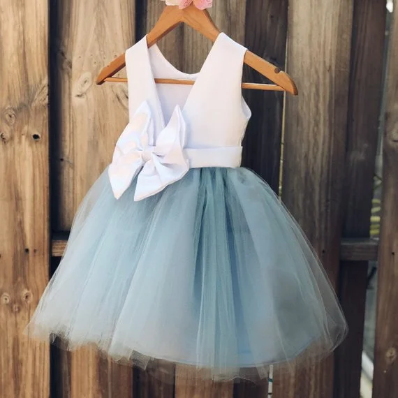 dusty blue little girl dress
