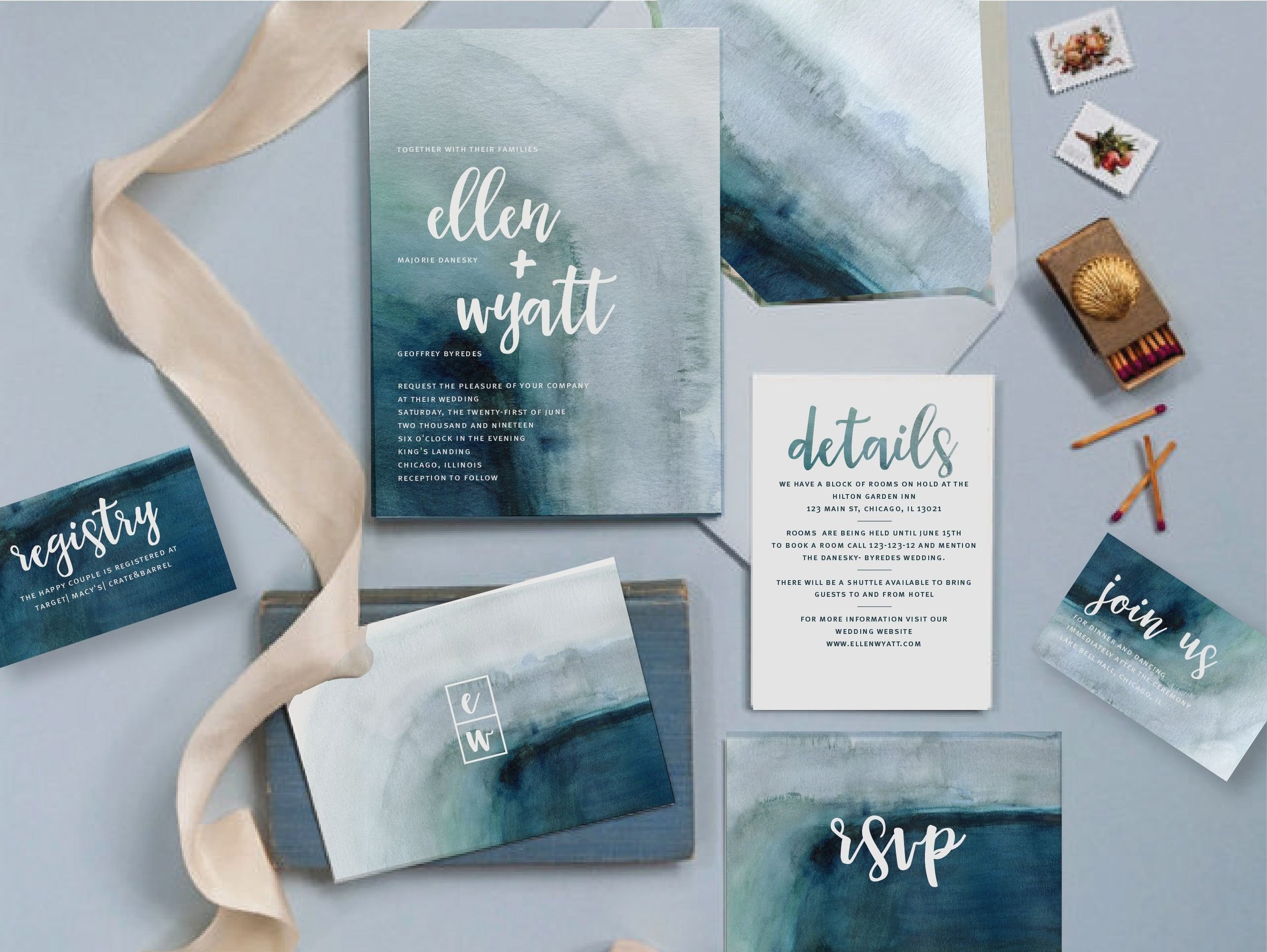 Spring Watercolor Wedding Invitations - The Overwhelmed Bride Wedding Blog