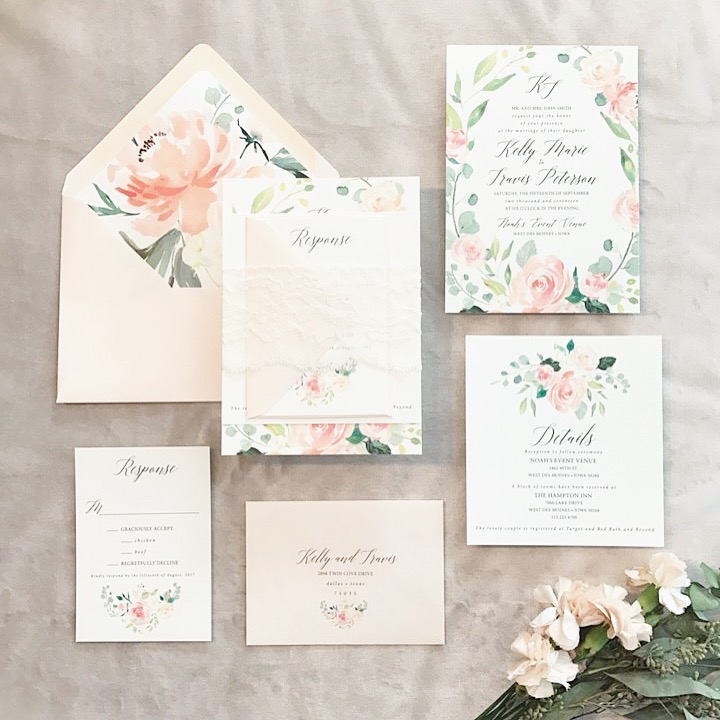 Spring Watercolor Wedding Invitations - The Overwhelmed Bride Wedding Blog