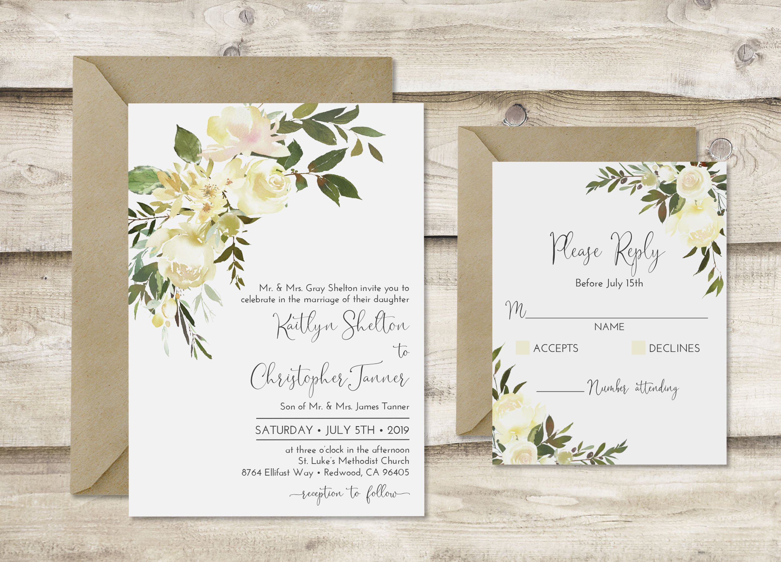 Spring Watercolor Wedding Invitations - The Overwhelmed Bride Wedding Blog