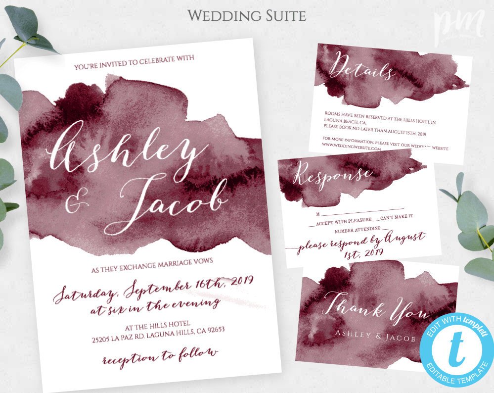 Spring Watercolor Wedding Invitations - The Overwhelmed Bride Wedding Blog