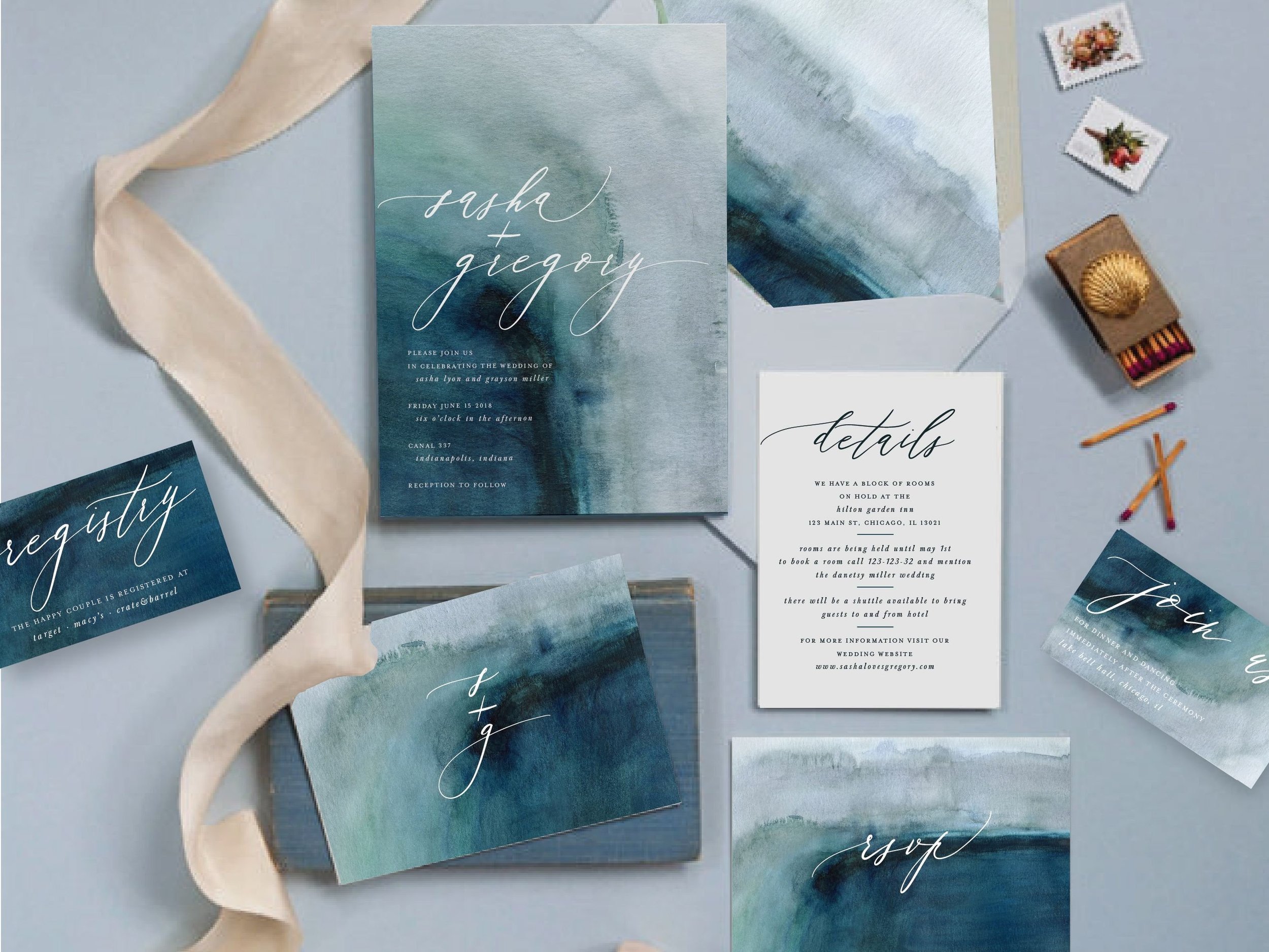 Spring Watercolor Wedding Invitations - The Overwhelmed Bride Wedding Blog