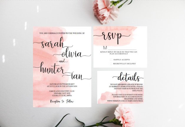 Spring Watercolor Wedding Invitations - The Overwhelmed Bride Wedding Blog