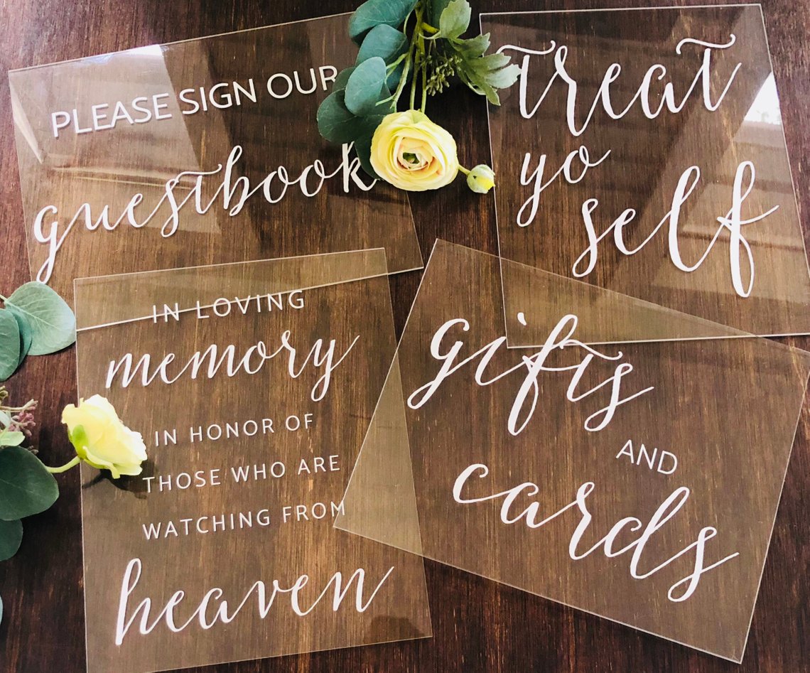 Acrylic Wedding Signs - The Overwhelmed Bride Wedding Blog