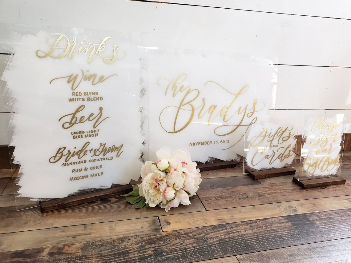 Acrylic Wedding Signs - The Overwhelmed Bride Wedding Blog