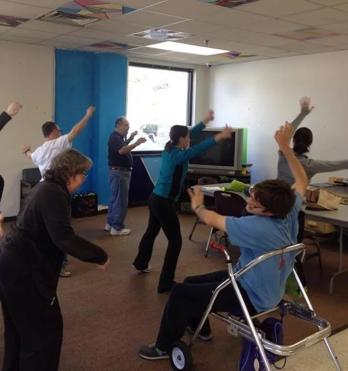 Nicklos teaching a Therapeutic Movement Class through the Athens County Board for Developmental Disabilities