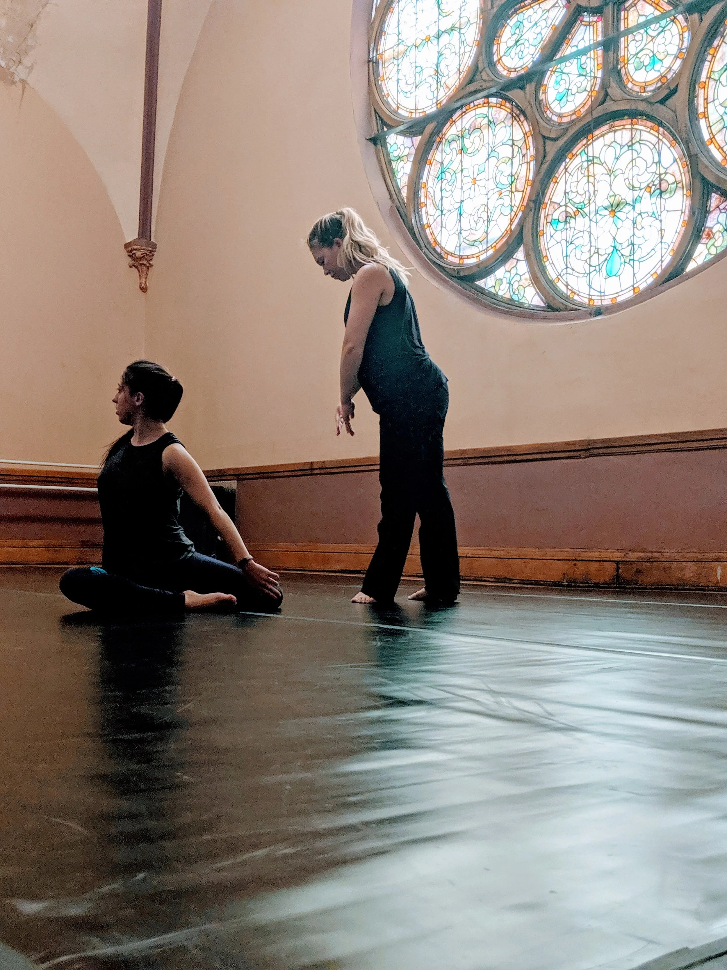 TMP dancers Grace Nicklos and Elyse Morckel in rehearsal for the upcoming SummerWorks show.