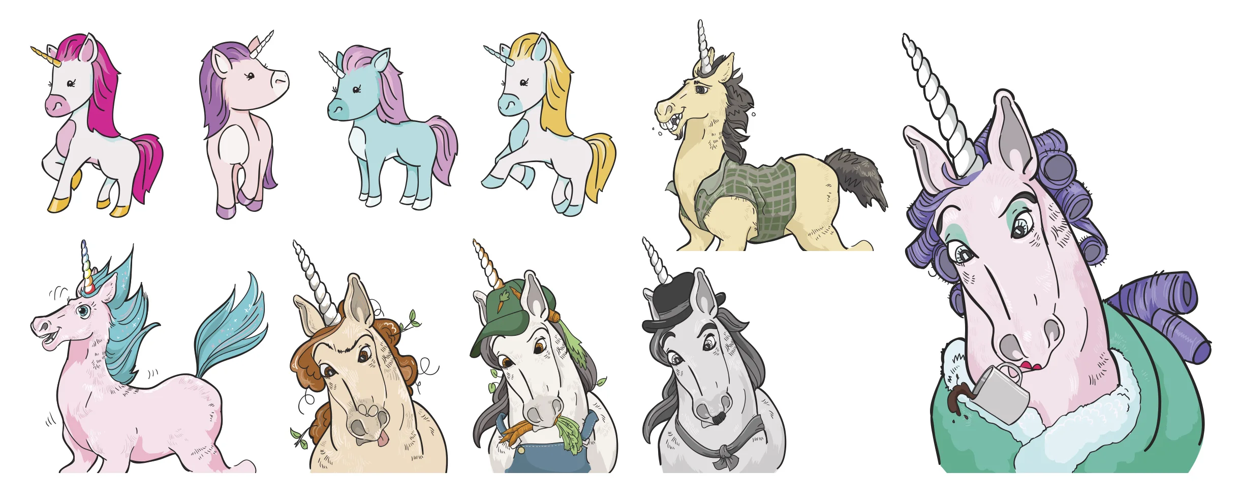*Unicorn illustrations not used in the final game art.