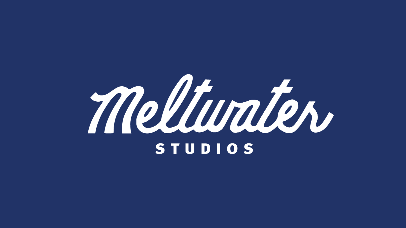 Logo for Meltwater Studios on a blue background.