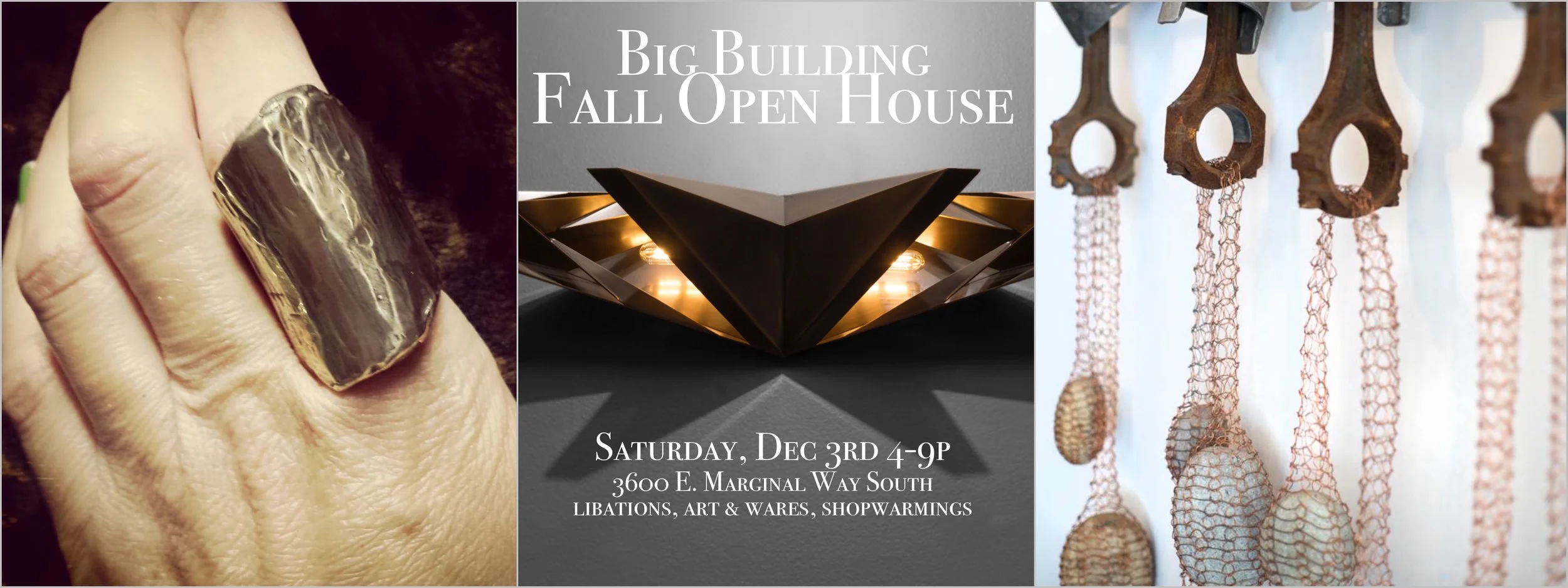 From left to right: work by Beth Petrick, Chelsea Gaddy and Leah Gerrard