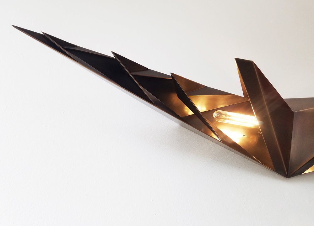   Parenthetical Light &nbsp;(detail) | Fabricated silicon bronze | 19.5 x 105 x 9" |  Inquire for price  