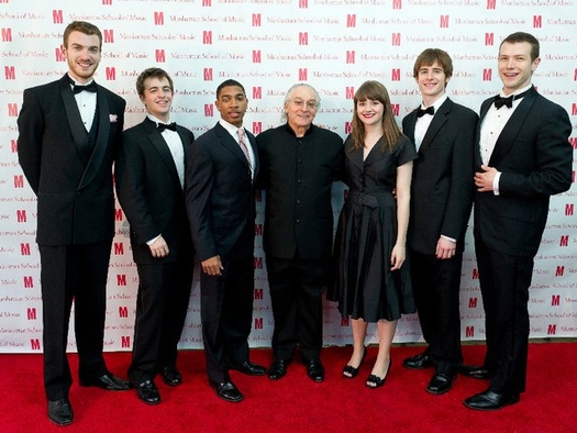 With Jonathan Ragonese, Benny Benack, Christian Sands, Justin DiCioccio, Kate Davis, and Kevin McDonald at the Manhattan School of Music Gala Concert at the Tribeca Rooftop