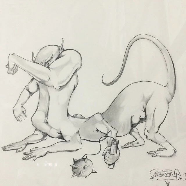 "Battle Gear" - original sketch 19"x22" (black frame w/ black matte board) Graphite on 50% cotton archival paper.  July 1994  *Available for purchase.  Contact: manone@manone.com #tbt #throwbackthursday #art #sale #graffiti #urban #artwork #pencil