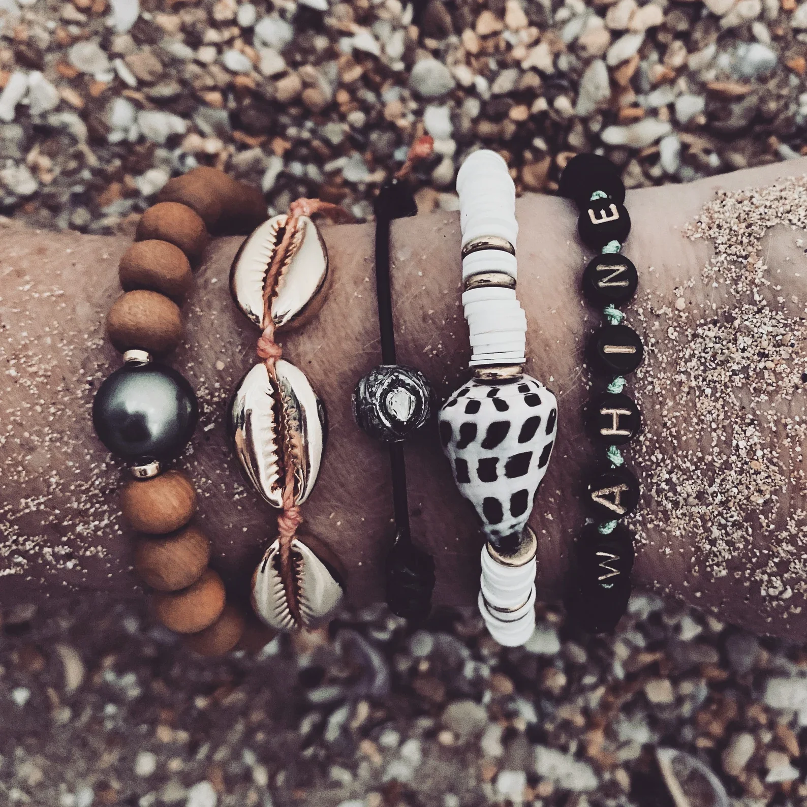 White Hebrew Shell beach bracelet