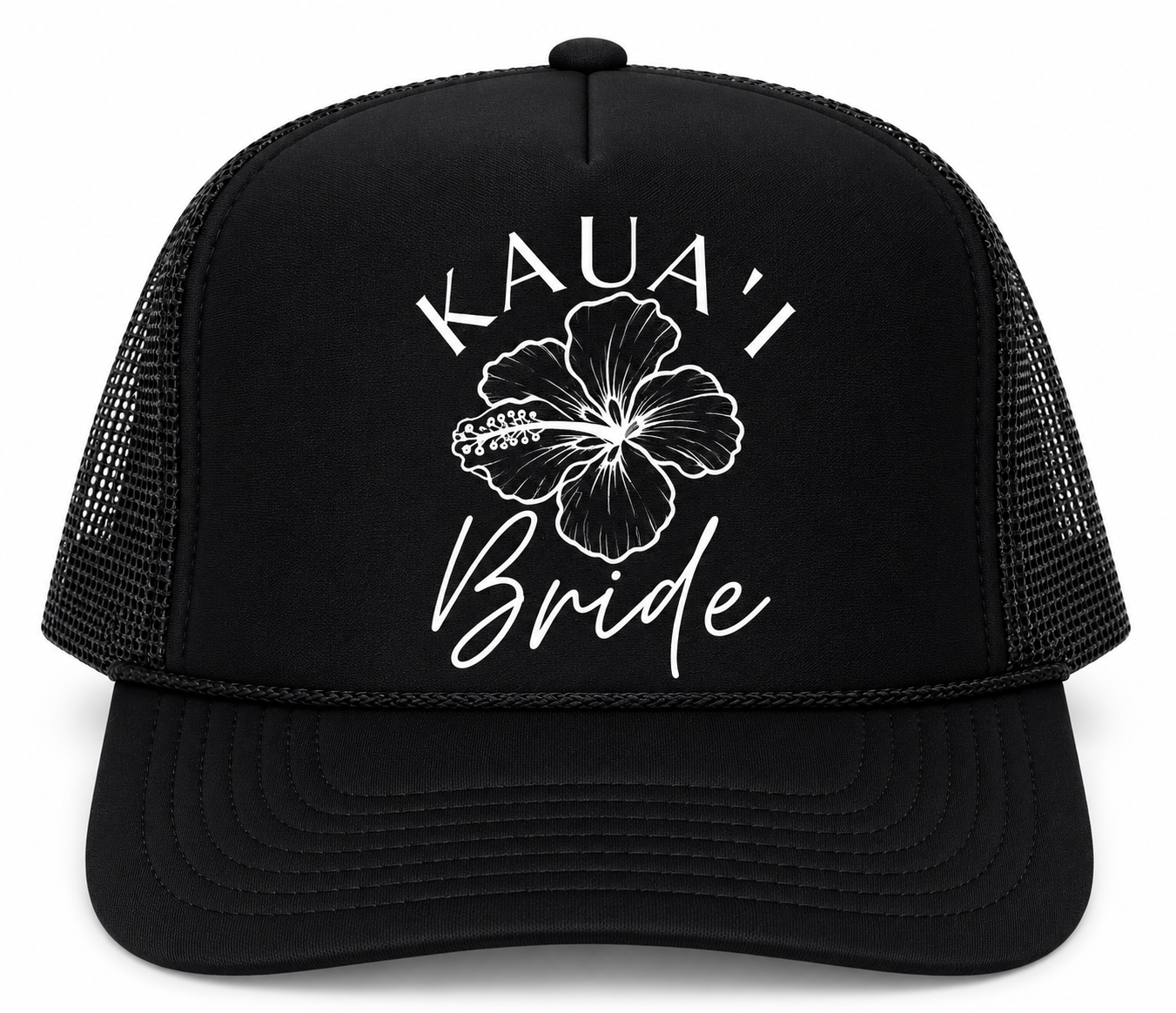 Black Kaua‘i Bride Trucker Hat.png