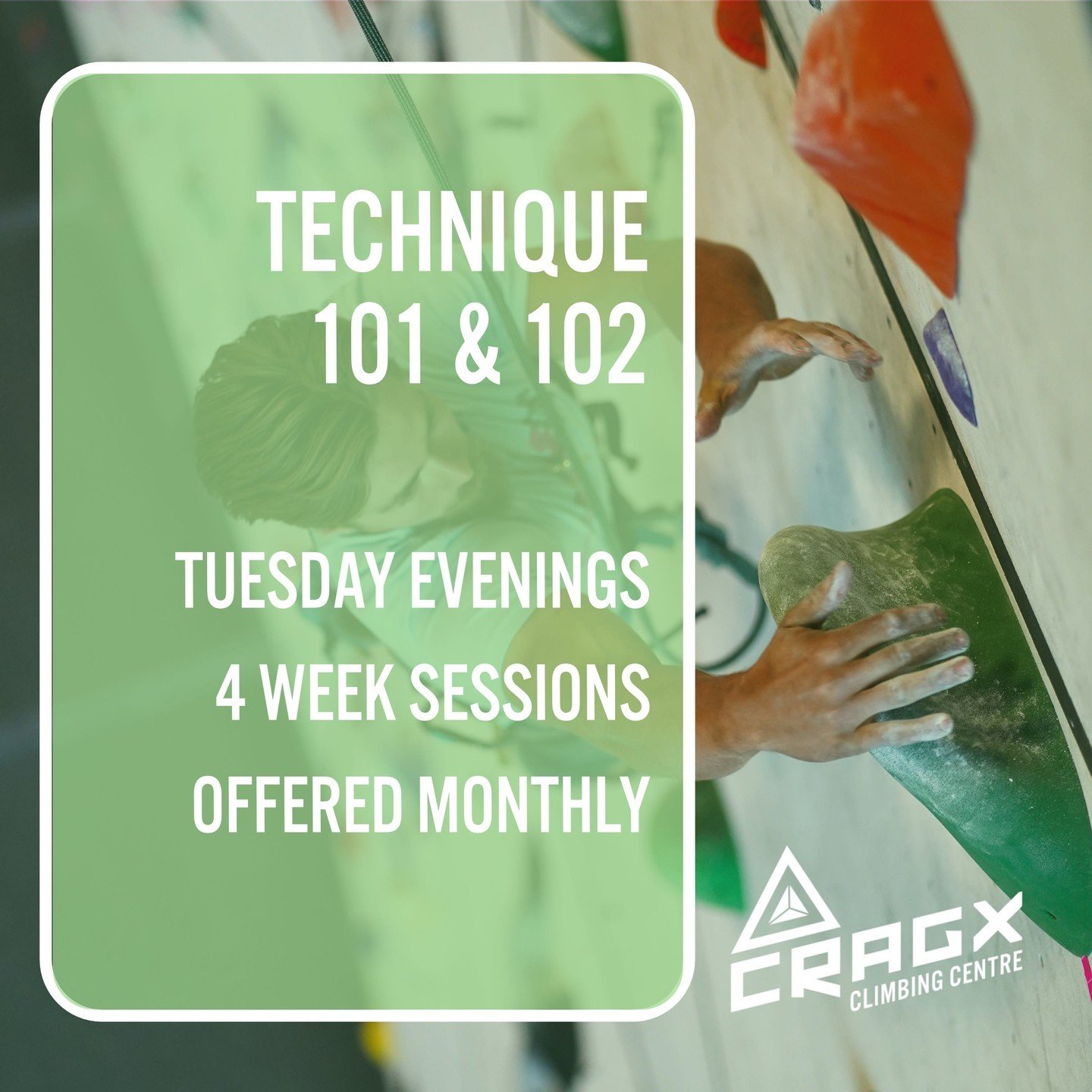 Why Improve Technique?

- Climb more efficiently. Climbing efficiently instead of muscling through allows us to move through routes in the most efficient way, saving energy for the really hard parts, or allowing us to move through hard moves using le
