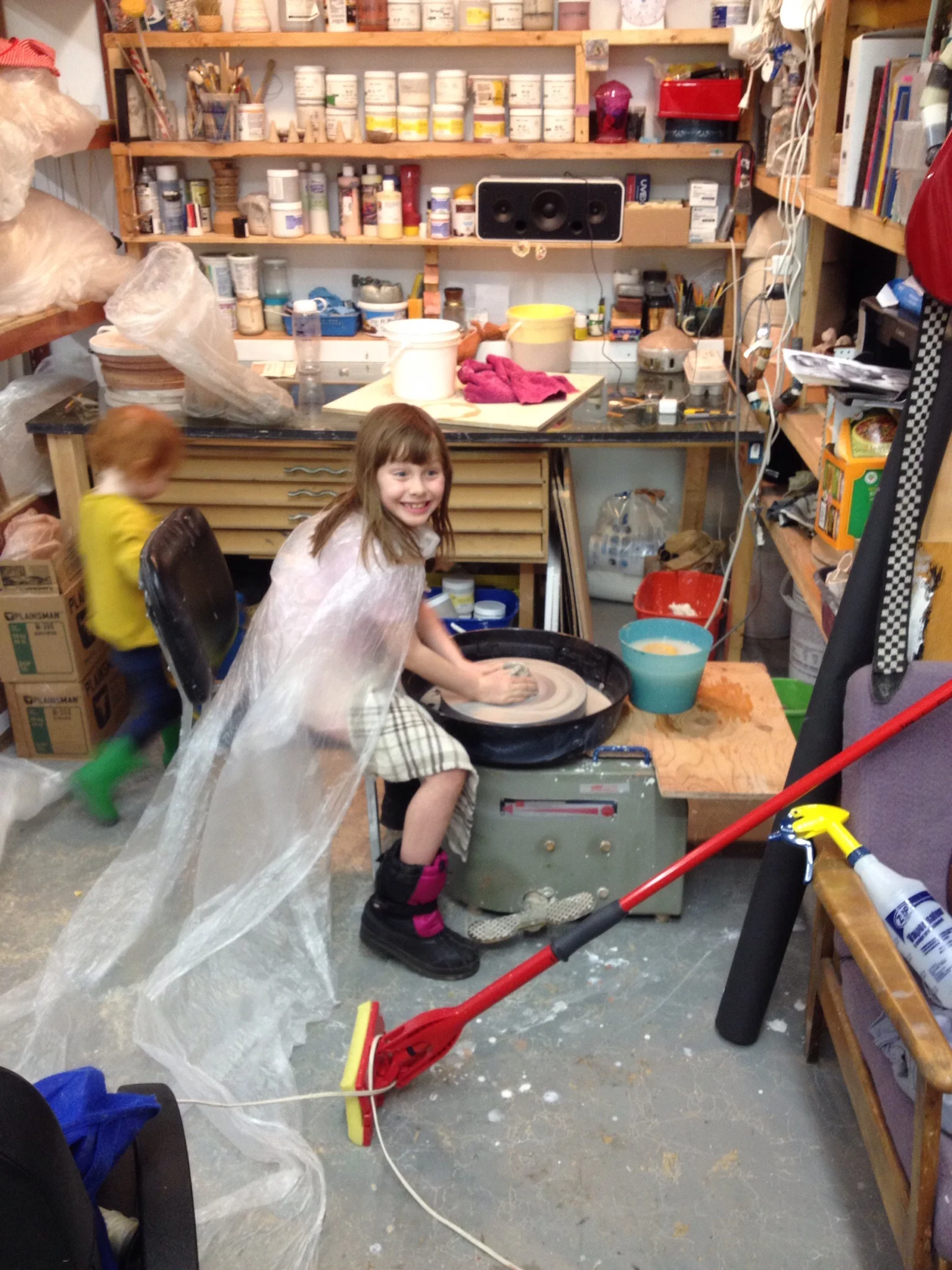 Freddie! Sporting her ice fairy cape.